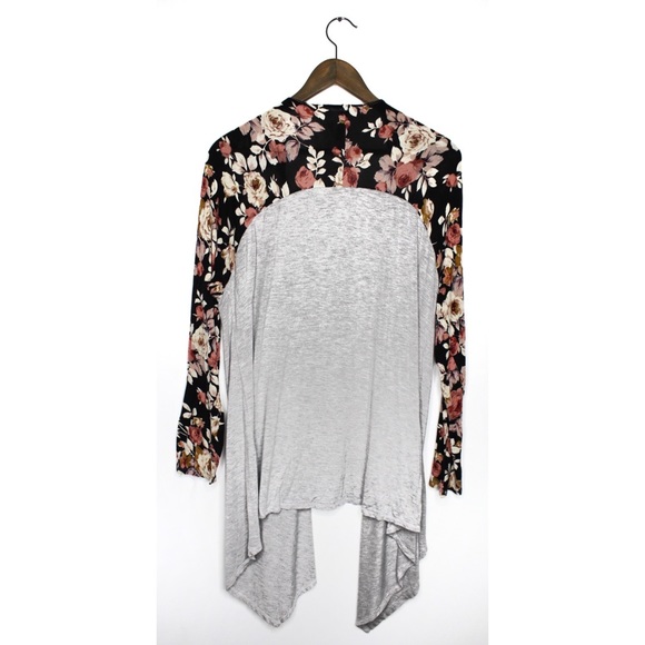 Two Tone Floral Flyaway Cardigan M/L Preowned - Picture 4 of 6
